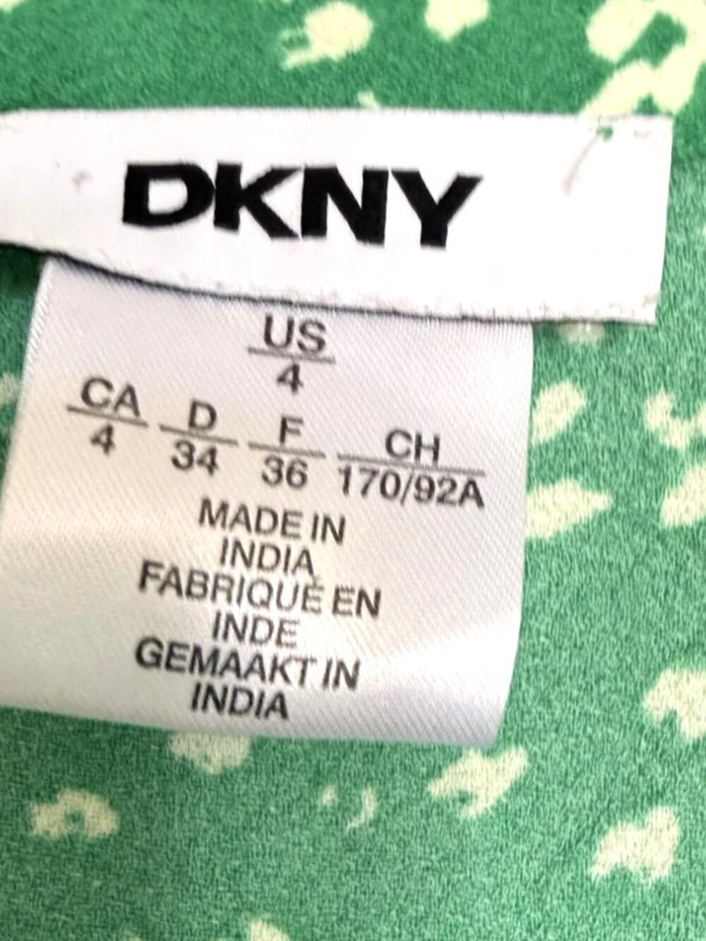 DKNY Floral Print Ruched Front 3/4 Sleeve Green Midi Dress Size 4 - Picture 4 of 14